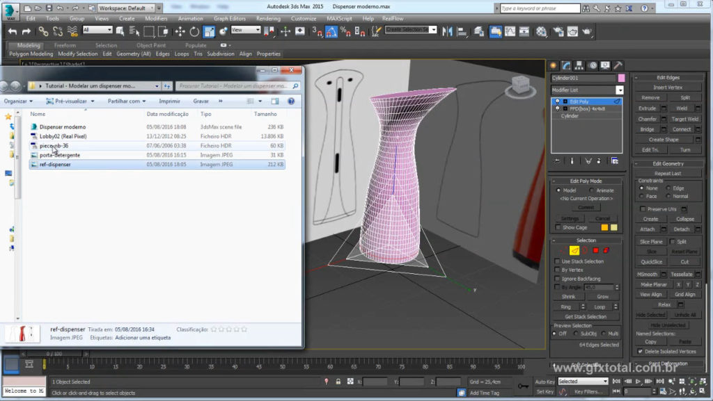 Tutorial 3ds Max - Modelar um dispenser moderno - Curvas suaves