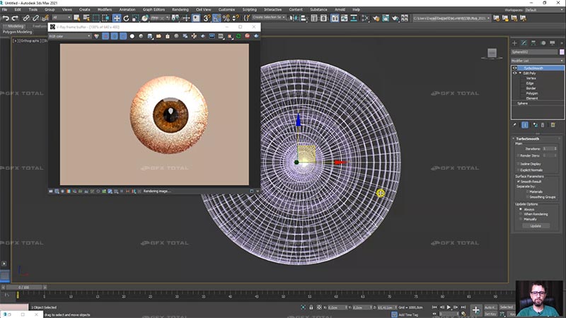 Amostra - Tutorial Modelar Olho em 3D no 3ds Max e V-Ray